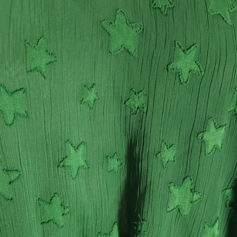 Torrid 4X Green Crinkle Chiffon Star Smocked Waist Puff Sleeve Blouse Top Plus - Picture 4 of 8